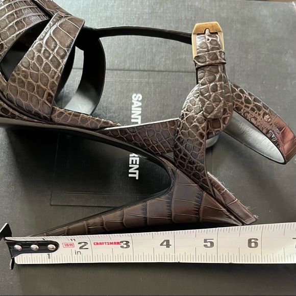 NEW Saint Laurent 105 Tribute Croc Embossed 39 Ultra Grey - Picture 10 of 13